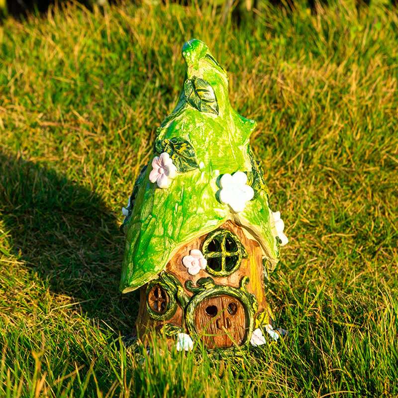 Fairy House Tree House with Solar Lights