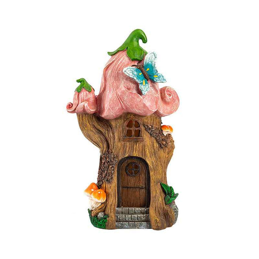 Flower House With Solar Lights Fairy House With Pink Flowers