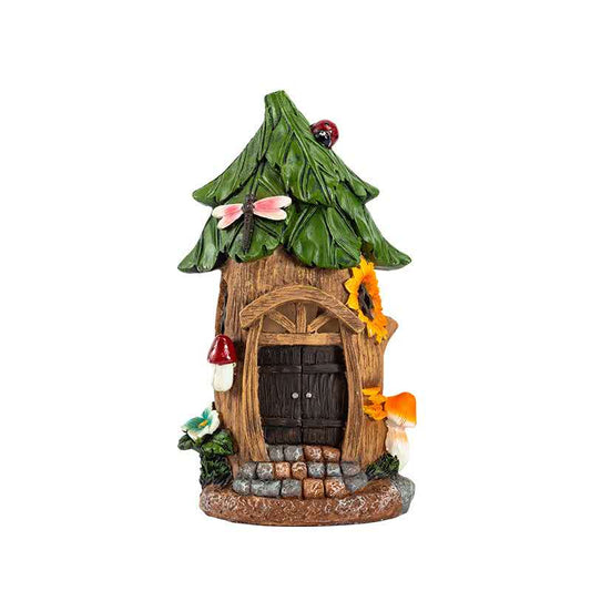 Tree House With Solar Lights Fairy House With Sunflowers