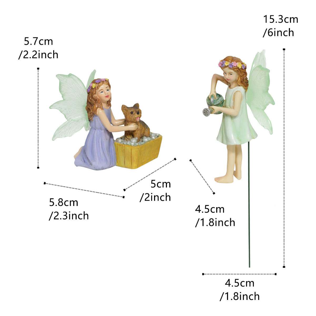 Fairy garden figurines fairy with watering can and dog