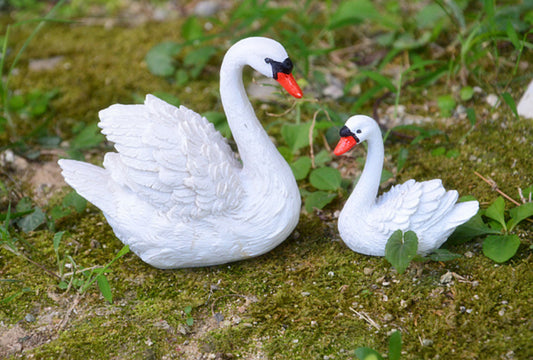 2 PCS Fairy Garden Accessories Animals Swans