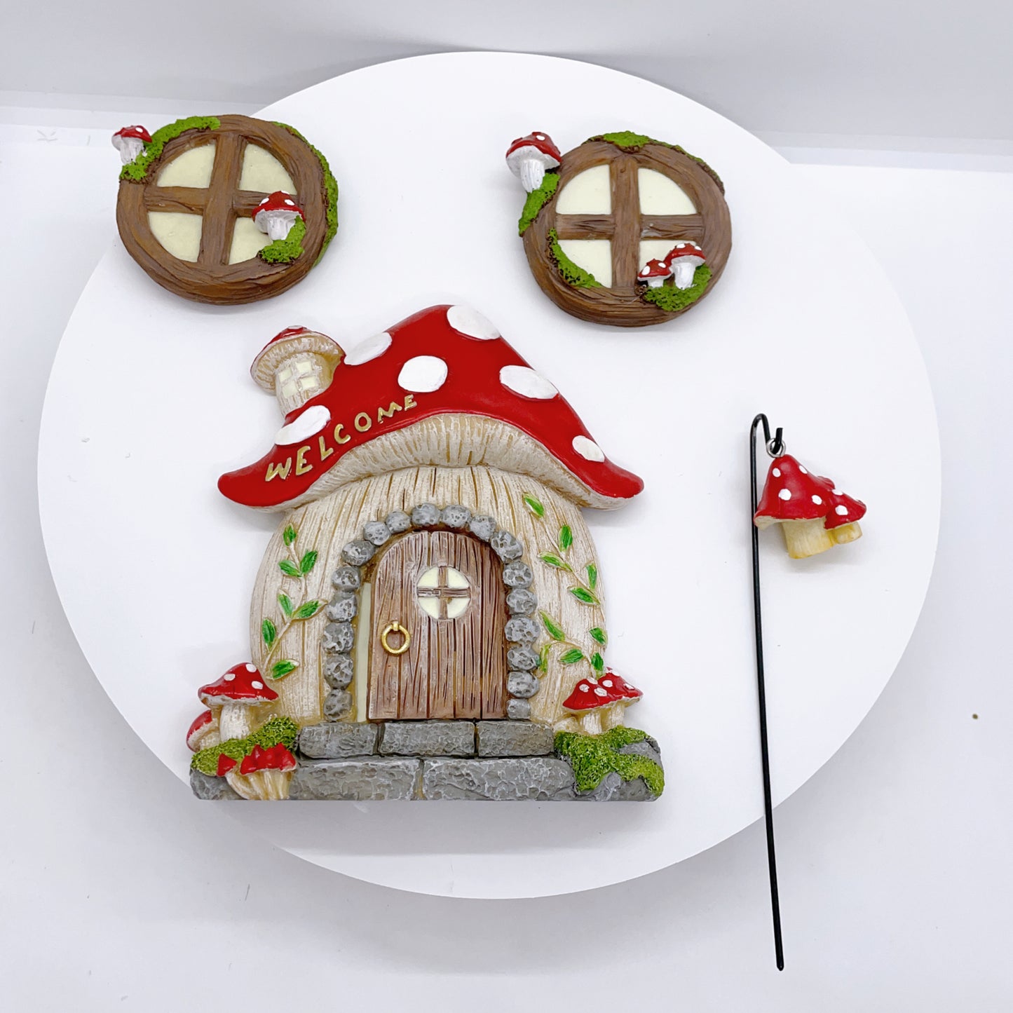 4Pcs Glow in the Dark Fairy Mushroom Door and Windows Fairy Garden Kit