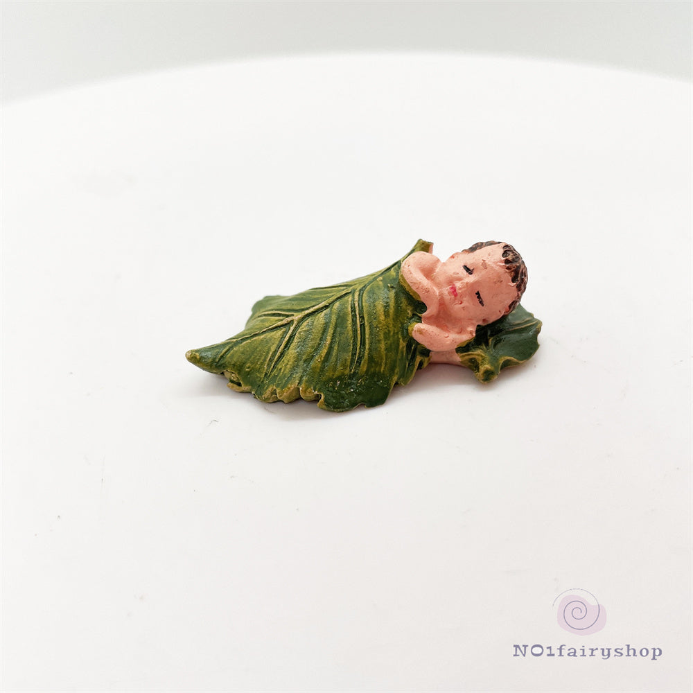 Fairy Garden Accessories Boy Sleeping On The Leaf