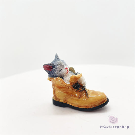 Fairy Garden Accessories Cat Sleeping In The Boot