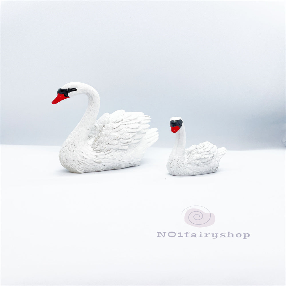 2 PCS Fairy Garden Accessories Animals Swans