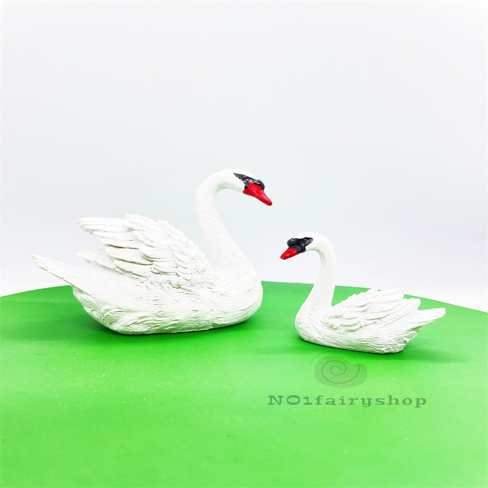 2 PCS Fairy Garden Accessories Animals Swans