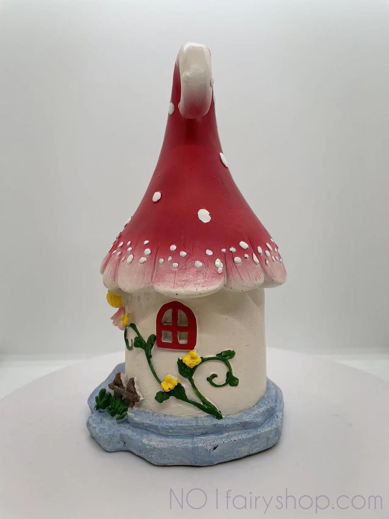 Mushroom House With Yellow Flowers Fairy House