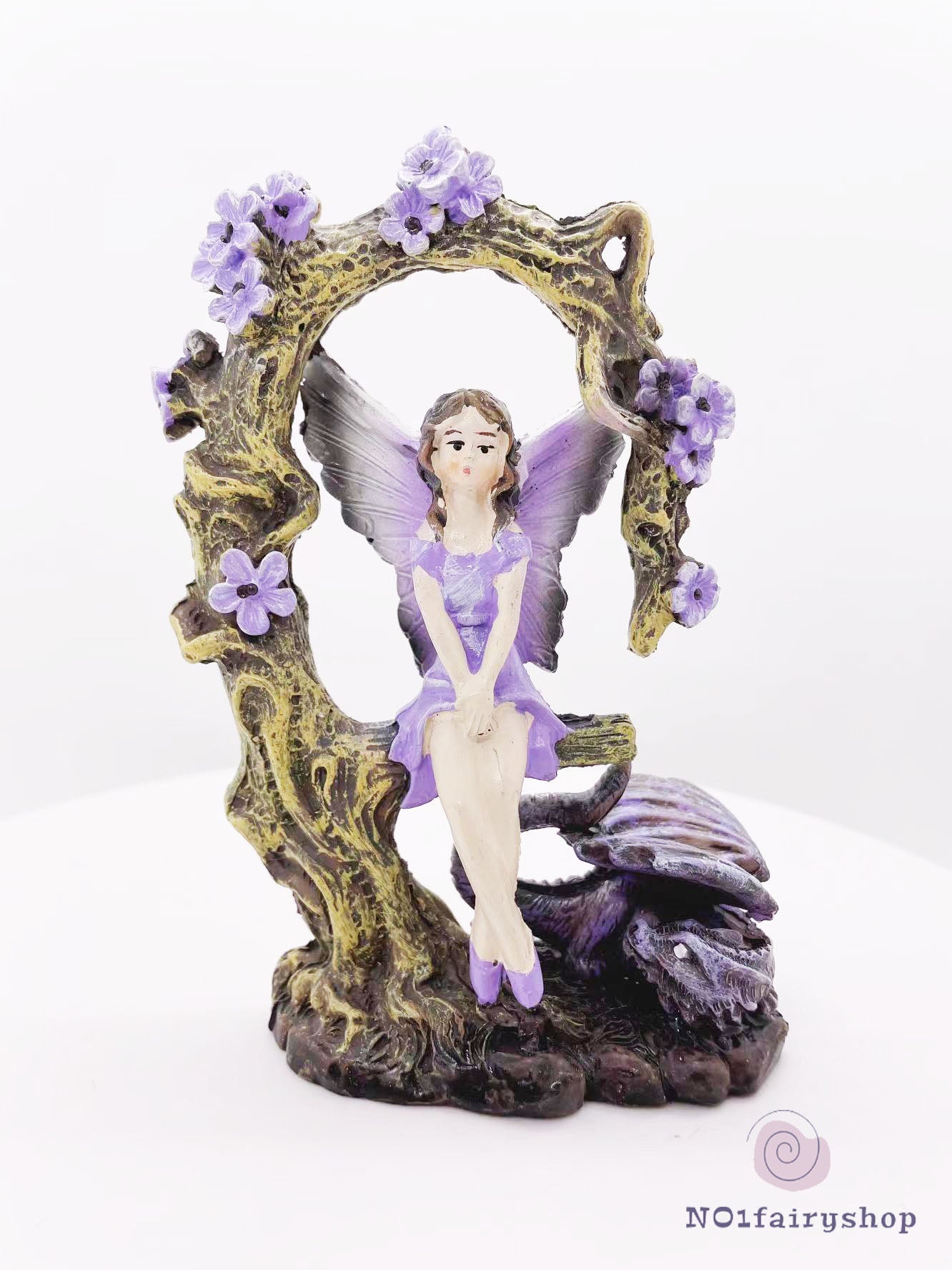 Fairy Sitting With A Dragon Fairy Garden Figurines