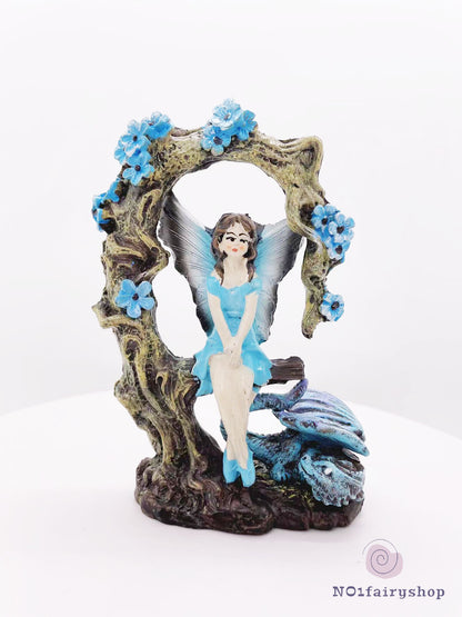 Fairy Sitting With A Dragon Fairy Garden Figurines