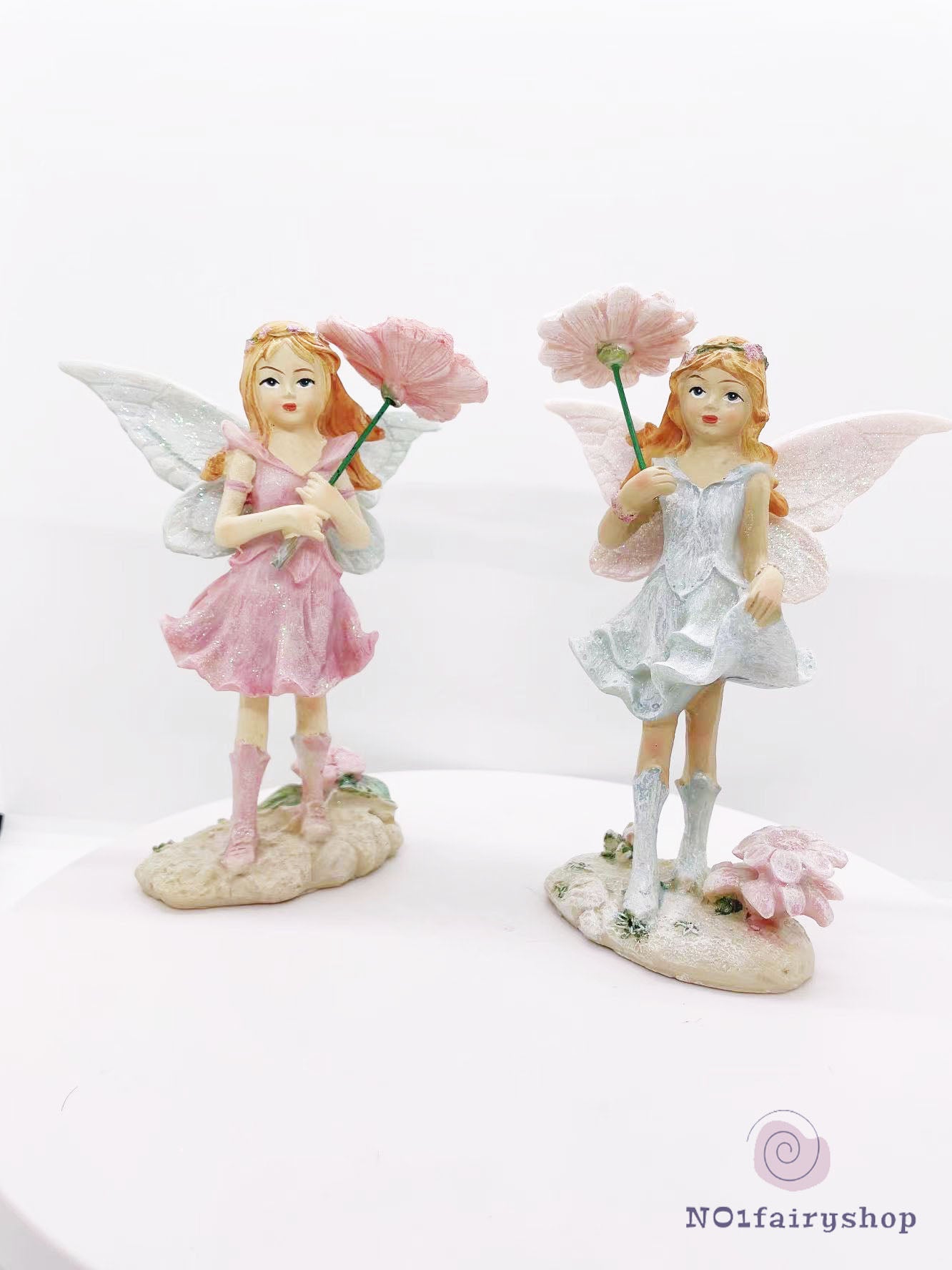 Fairy Holding A Pink Flower Fairy Garden Figurines