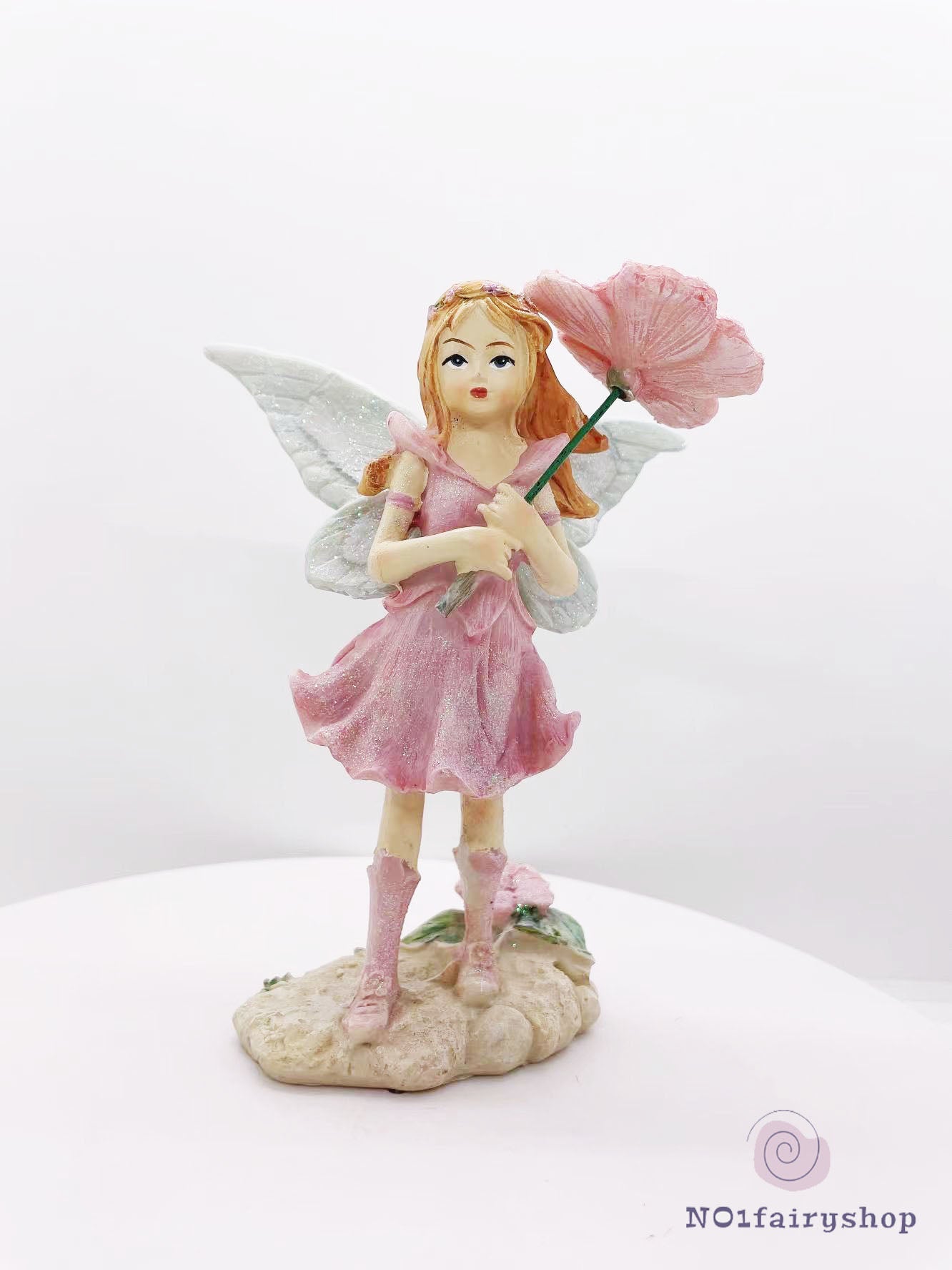 Fairy Holding A Pink Flower Fairy Garden Figurines