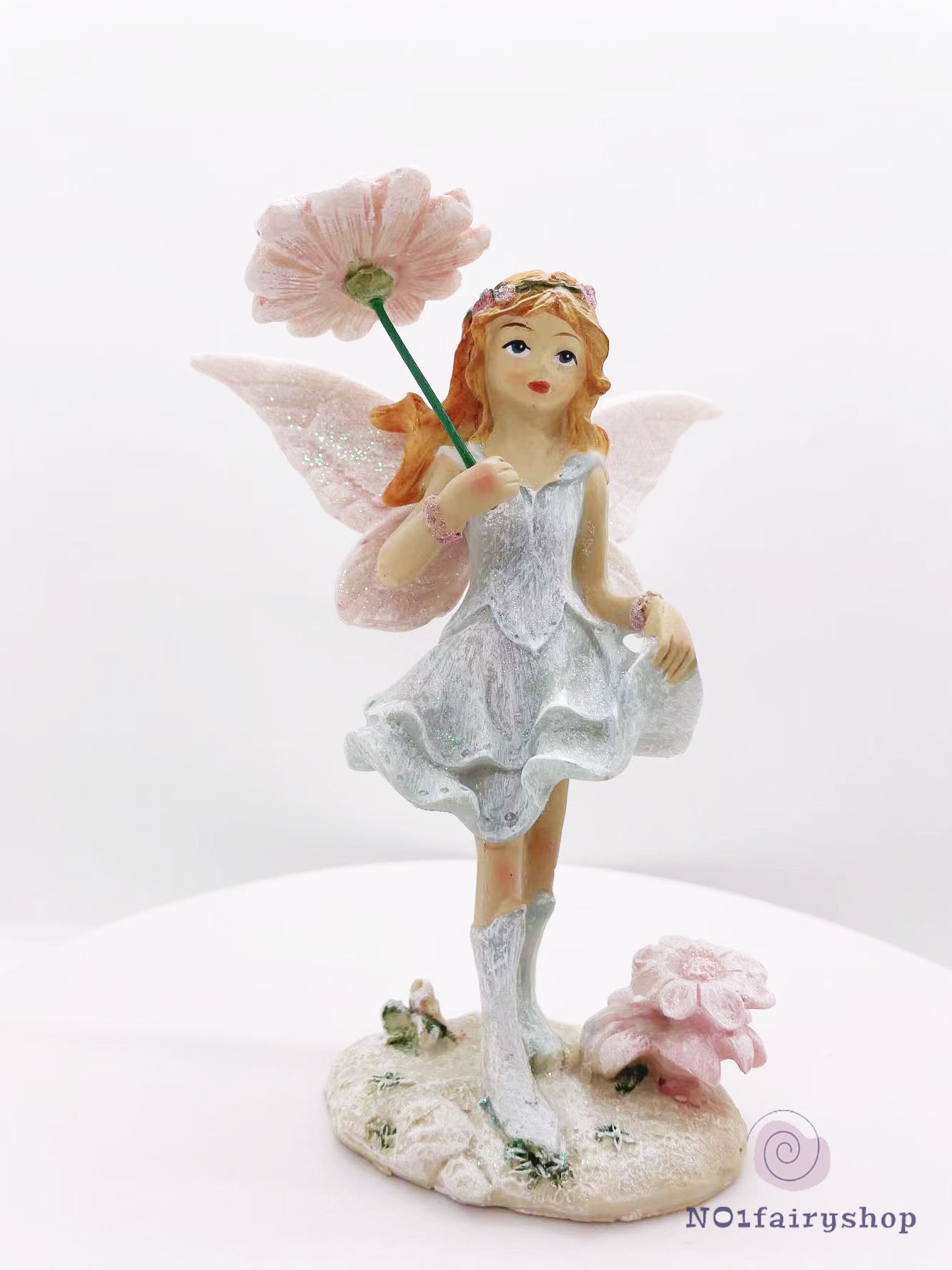 Fairy Holding A Pink Flower Fairy Garden Figurines