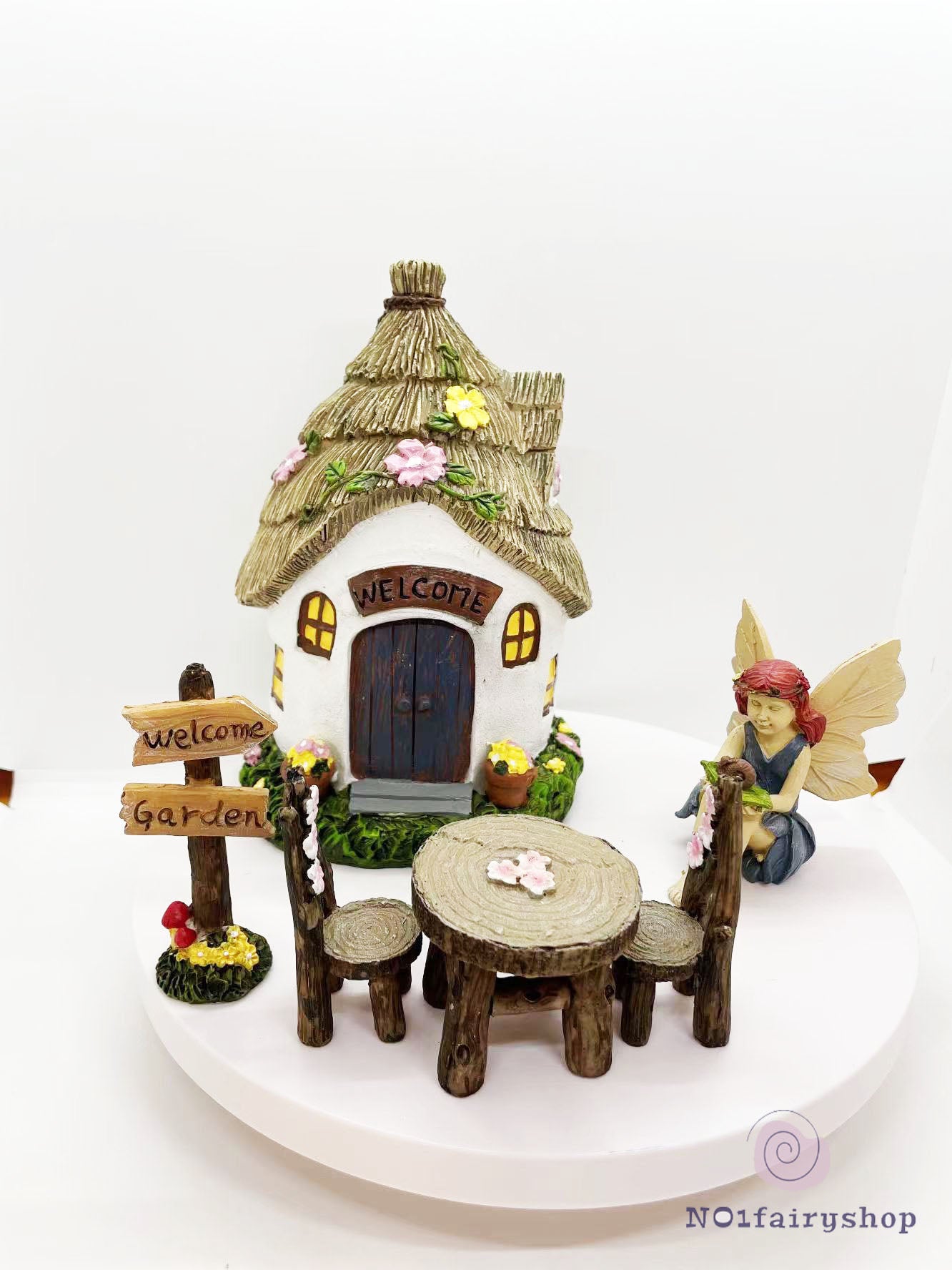 6PCS Thatch Fairy Garden Kits Fairy Garden Decorations Set