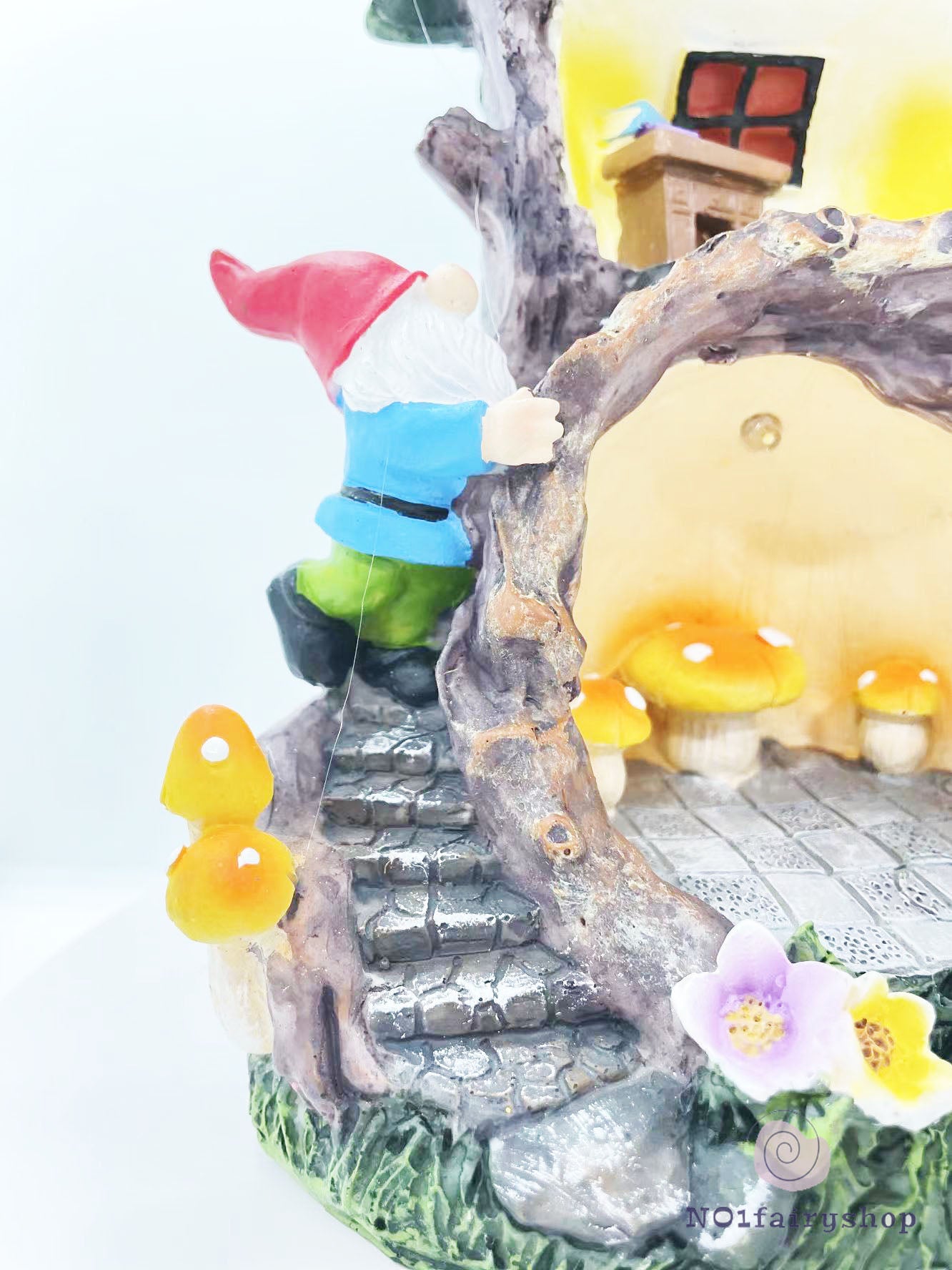 Tree House With Solar Lights Fairy House With Gnomes