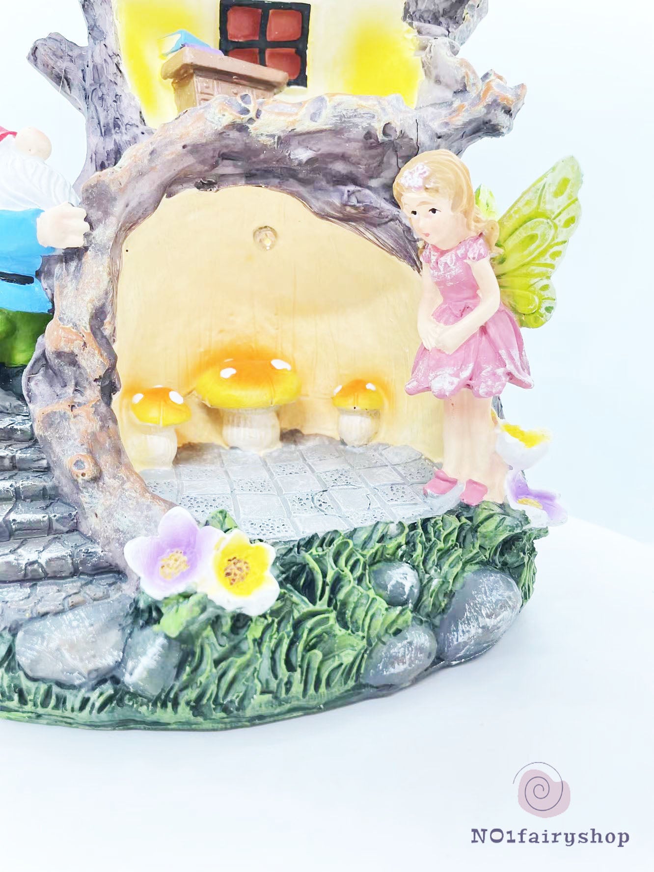 Tree House With Solar Lights Fairy House With Gnomes