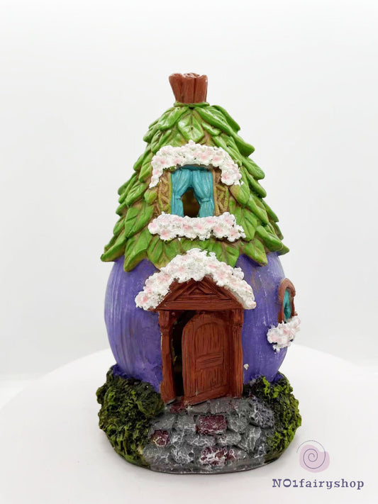 Fairy House With Solar Lights Purple Fairy House