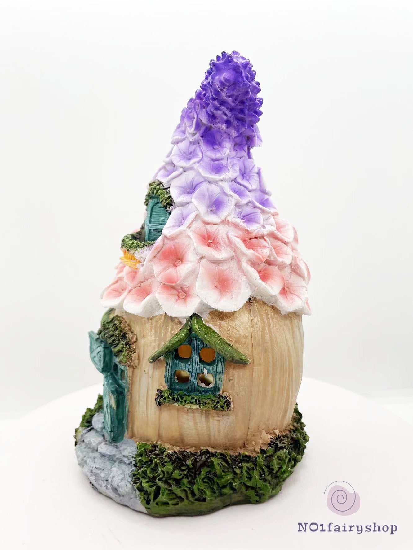 Flower House With Solar Lights Fairy House With Pink And Purple Flowers