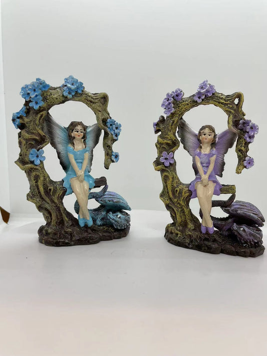 Fairy Sitting With A Dragon Fairy Garden Figurines